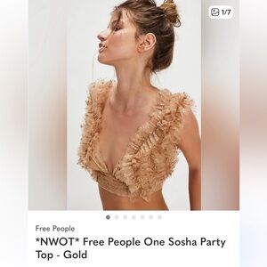 Free People Gold Ruffle Crop Top